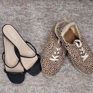City Classified Black Heels and Leopard Print Sneakers Bundle